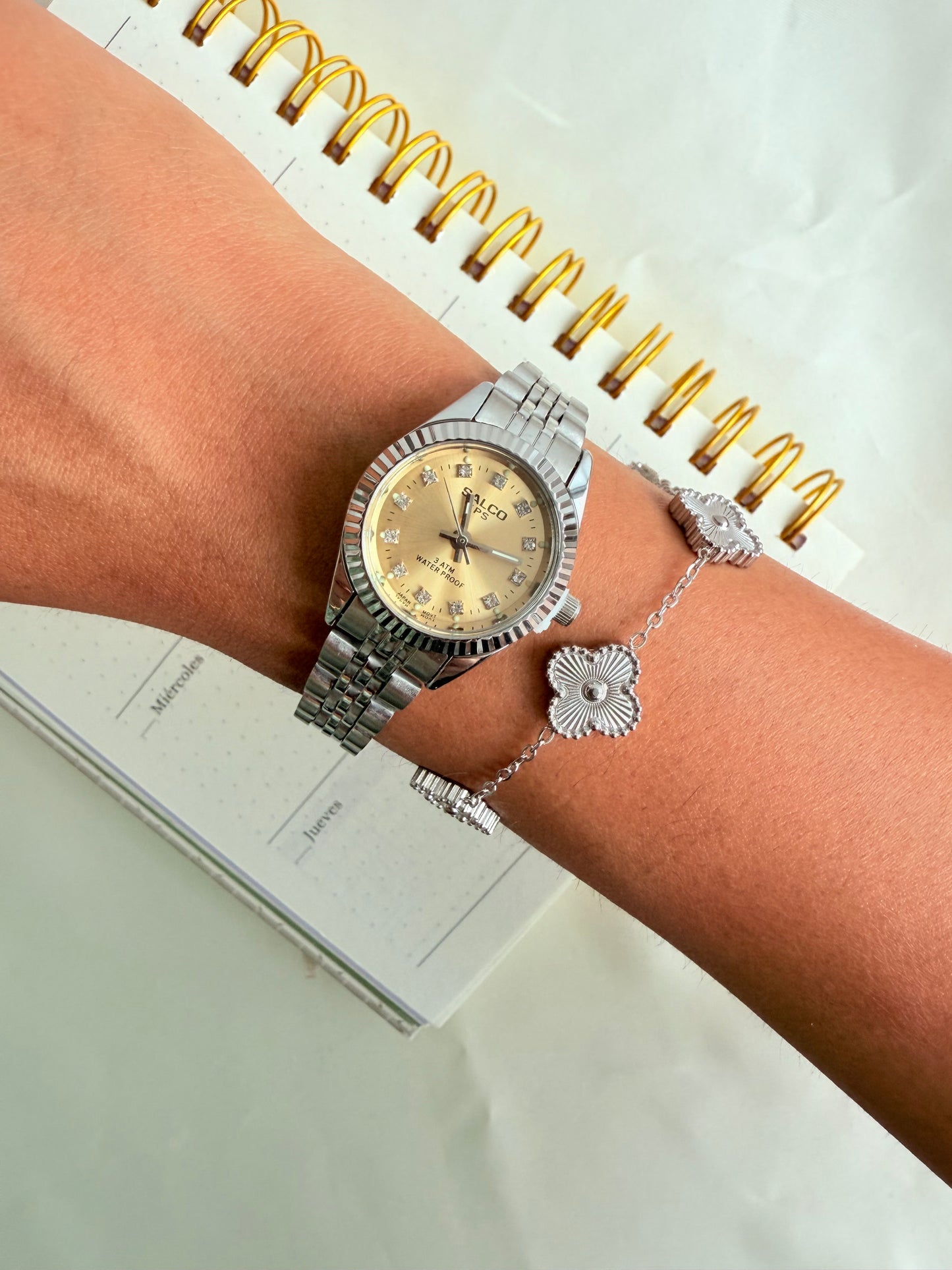 ROLEX PLATA CON DIAMANTES