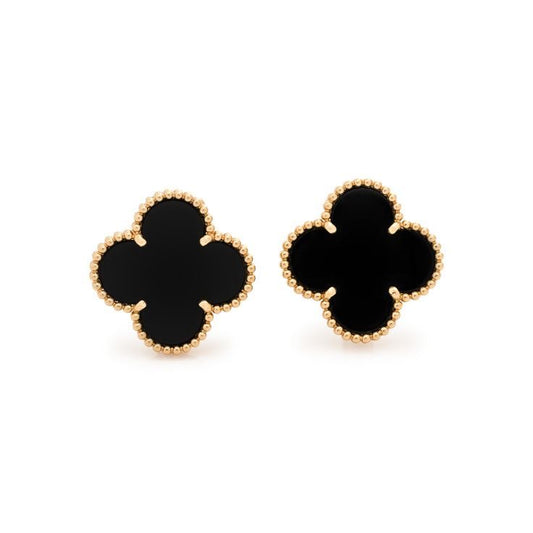 Aretes flor  negros