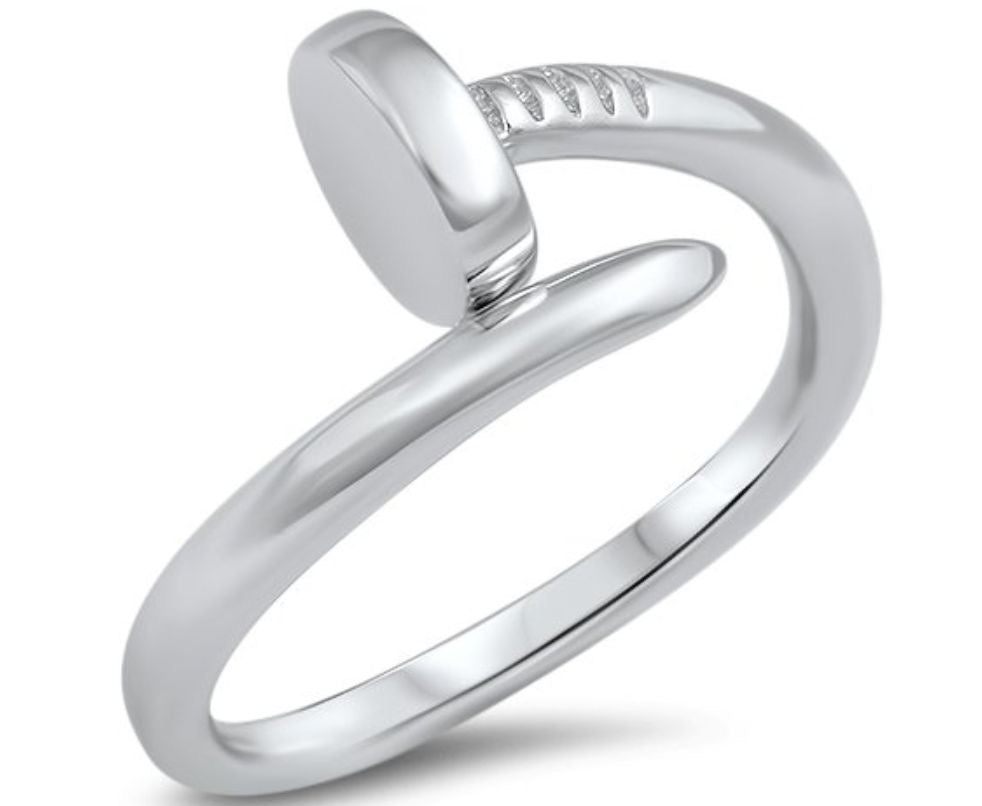 Anillo clavo plateado