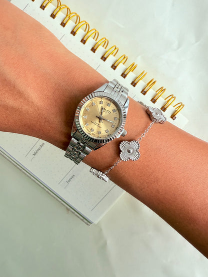ROLEX PLATA CON DIAMANTES