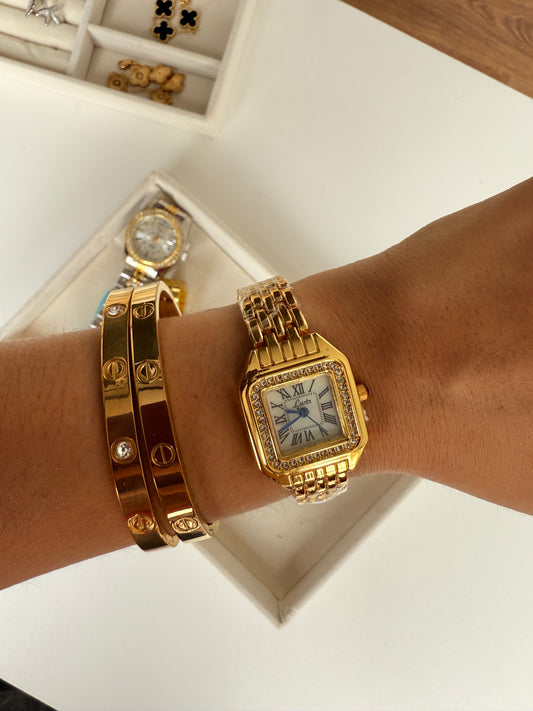 Reloj Cartier zircones DORADO