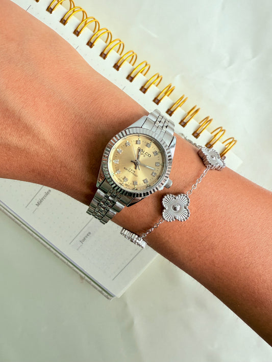 ROLEX PLATA CON DIAMANTES