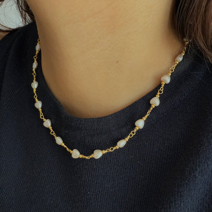 Cadena perlas corazón
