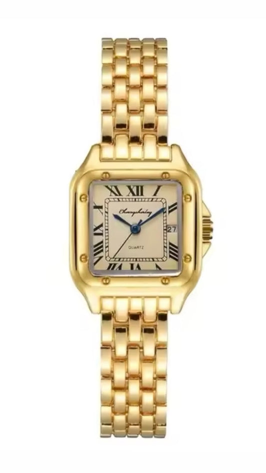 RELOJ CARTIER CARA DORADA