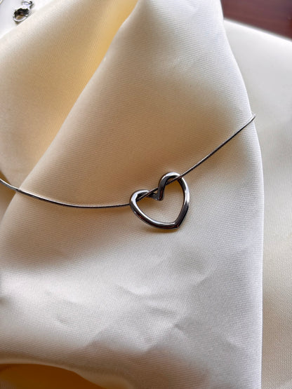 Cadena corazón plateado