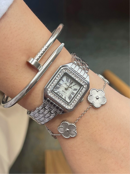 Reloj Cartier zircones PLATEADO