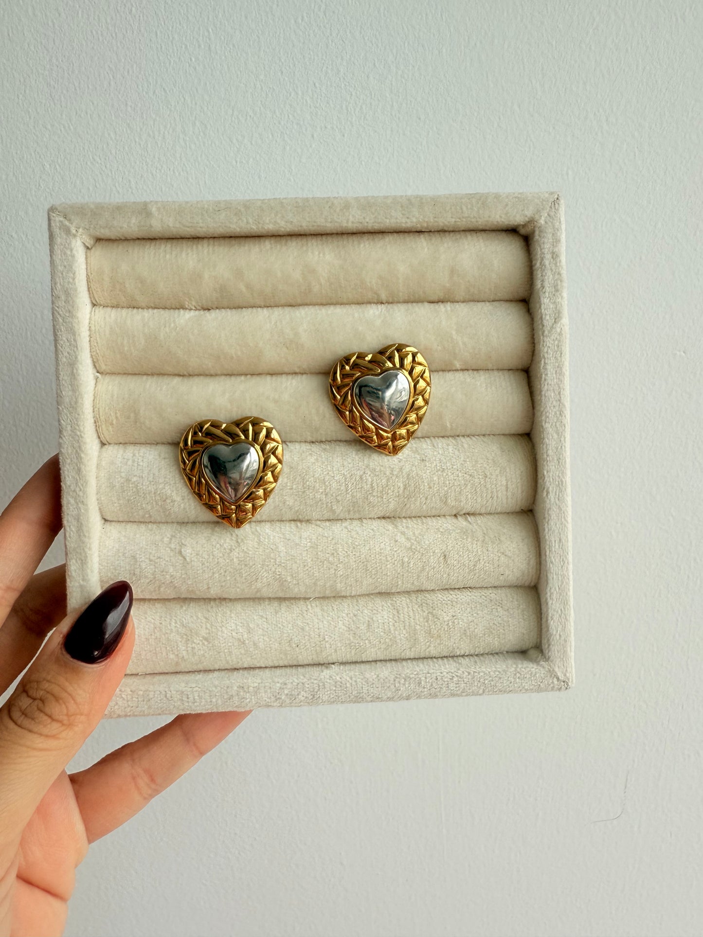 Aretes corazón bicolor