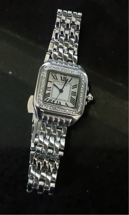 Reloj Cartier zircones PLATEADO