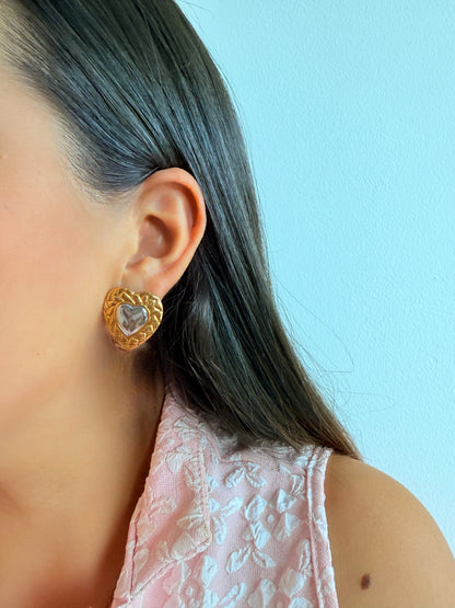 Aretes corazón bicolor
